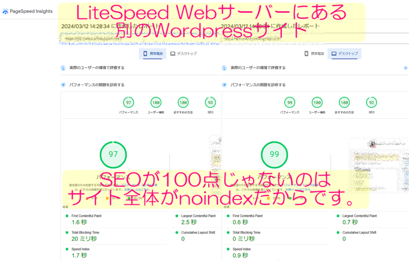 別のWordPressサイト(LiteSpeed Webサーバー)