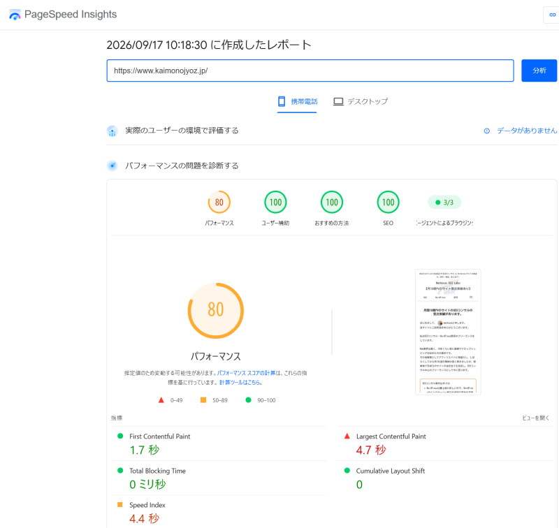 携帯電話は80点